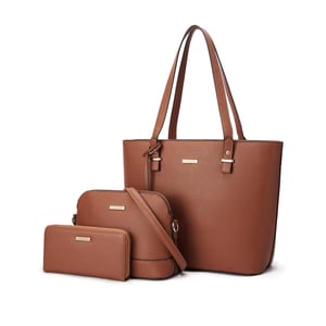 Women’s 3 Piece Handbag Set, Tote Crossbody Bag Purse in Tan