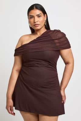 Plus One Shoulder Mini Dress