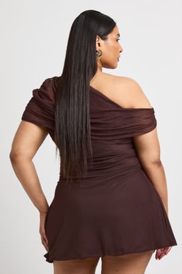 Plus One Shoulder Mini Dress