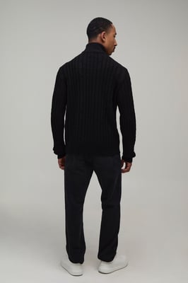 Regular Fit 1/4 Zip Cable Knitted Jumper