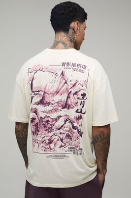 Tall Oversized Kyoto Mountain Graphic T-shirt