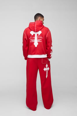 Oversized Boxy Limited Edition Cross Applique Hooded Tracksuit