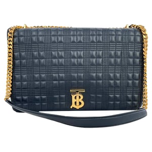 Burberry Lola XL Quilted Shoulder Bag in Black Lamb Leather
