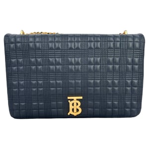 Burberry Lola XL Quilted Shoulder Bag in Black Lamb Leather
