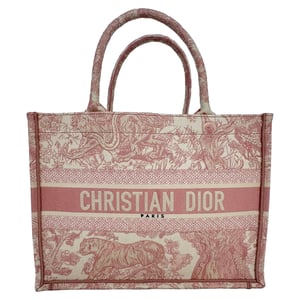 Dior Medium Book Tote Toile de Jouy Embroidered Bag in Pink Canvas