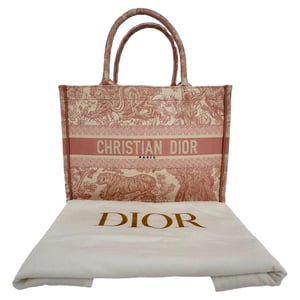 Dior Medium Book Tote Toile de Jouy Embroidered Bag in Pink Canvas