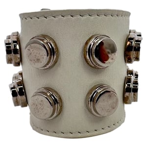 Saint Laurent Studded Wrap Bracelet in White Leather