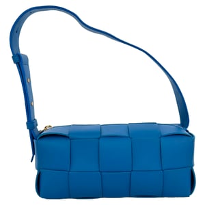 Bottega Veneta Small Brick Cassette Shoulder Bag in Blue Lamb Leather
