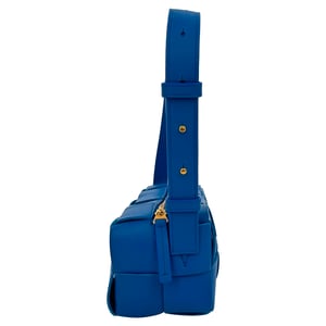 Bottega Veneta Small Brick Cassette Shoulder Bag in Blue Lamb Leather