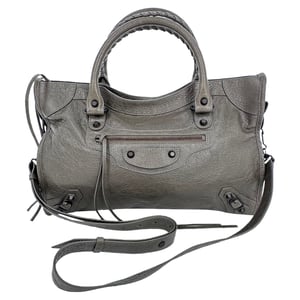 Balenciaga Medium Le City Shoulder Bag in Grey Lamb Leather