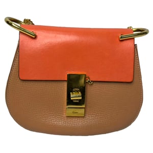 Chloé Mini Drew Chain Shoulder Bag in Orange Leather