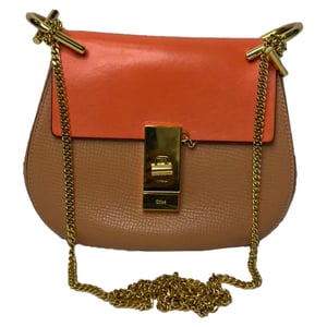 Chloé Mini Drew Chain Shoulder Bag in Orange Leather