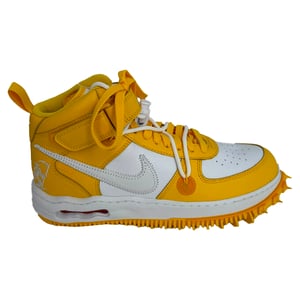 Nike x Off-White Air Force 1 Mid SP Sneakers in White and Varsity Maize Leather