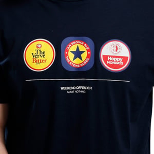 Weekend Offender Mens T Shirt Beer Mats Graphic Print Crew Neck Casual Cotton
