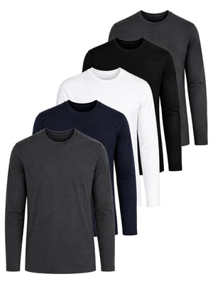 Kruze | Mens Long Sleeve T-Shirts 5 Pack