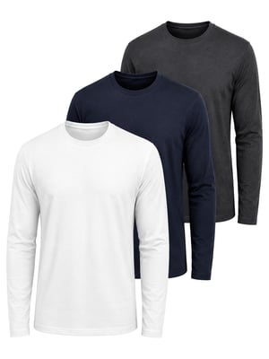 Kruze | Mens Long Sleeve T-Shirts 3 Pack