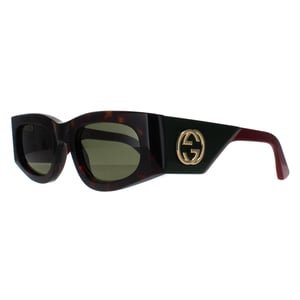 Gucci Rectangle Womens Havana with Green and Red Green GG1664S