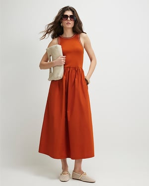 River Island Womens Maxi Dress Orange Sleeveless Round Neck