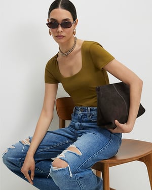 River Island Womens Bodysuit Green & Black Scoop Neck 2 Pack Popper