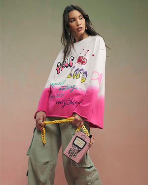 River Island Womens Sweatshirt White Year Zero Dip Dye Graphic