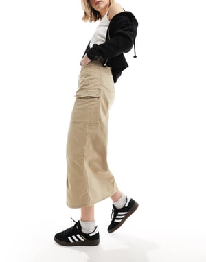 Calvin Klein Jeans maxikjol i denim med framsplit i beige