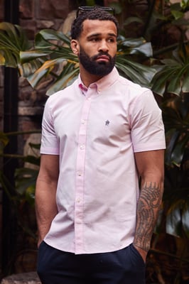 Pink Cotton Short Sleeve Oxford Shirt