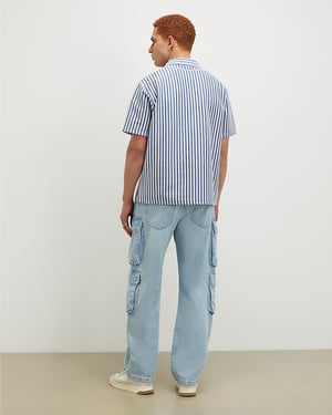 River Island Mens Cargo Jeans Blue Loose Fit Denim