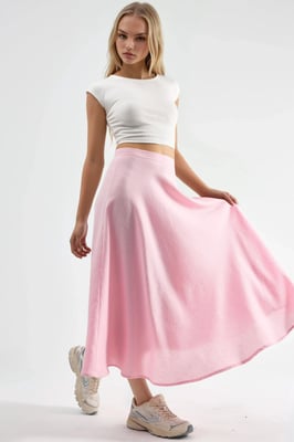 Hoge Taille Textuur A-Lijn Maxi Rok