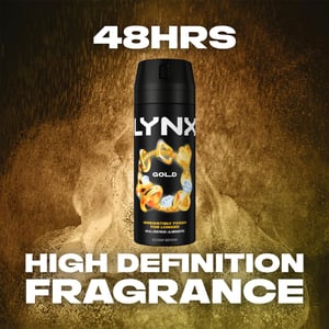 Lynx Body Spray Gold 48-H High Definition Fragrance Deo For Men, 150ml