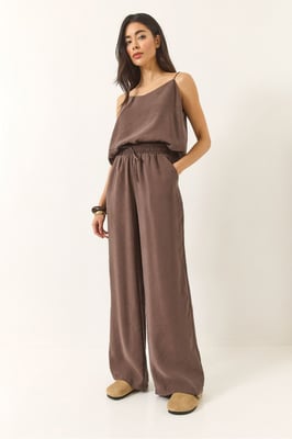 Utan ärm Camisole och Vida Byxor Koord Set