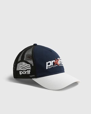 River Island Mens Trucker Cap Navy Prolific Star Embroidered