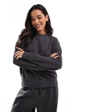 Miss Selfridge fleece sweatshirt in charcoal