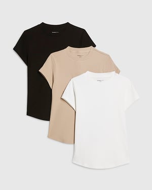 River Island Womens T-Shirt Black Multicoloured Ribbed Multipack