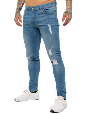 Enzo heren skinny gescheurde jeans