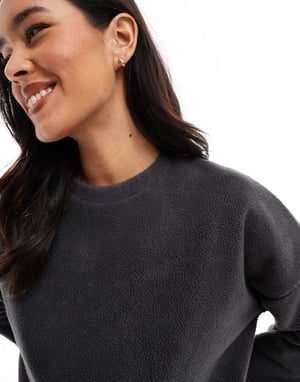 Miss Selfridge fleece sweatshirt in charcoal