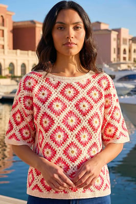 Floral Crochet Knit Top