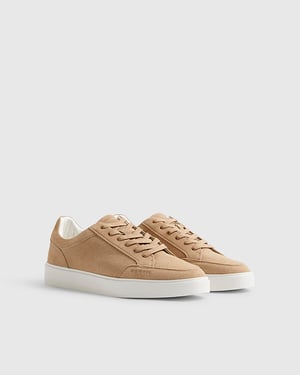 River Island Mens Trainers Beige Faux Suede Sneakers Round Toe