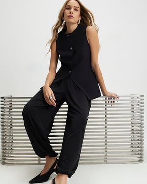 River Island Womens Waistcoat Black Tailored Sleeveless Button