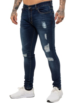 Enzo Mens Skinny Ripped Jeans