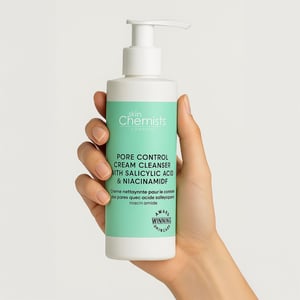 skinChemists Anti-Ageing Pore Control Cream Cleanser with Salicylic Acid & Niacinamide 200ml for Acne, Blemishes, Large Pores, Dullness