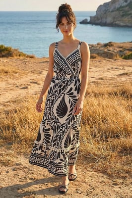 Abstract Twist Maxi Dress