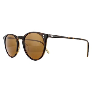 Oliver Peoples Round Mens Horn Brown Sunglasses