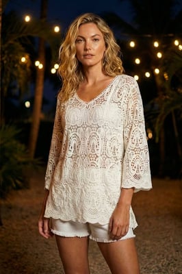 Cotton Crochet Tunic Top