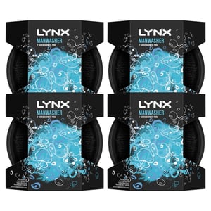 Lynx Manwasher 2-Sided Shower Tool For A Better Clean & Smell Ready, 4 Pack