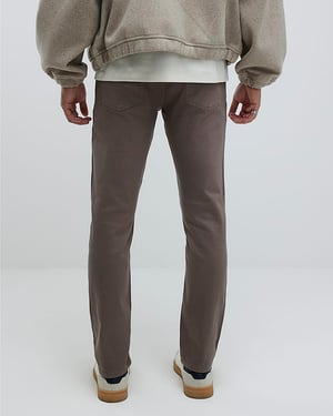 River Island Mens Slim Jeans Brown Fit Washed Button Zip