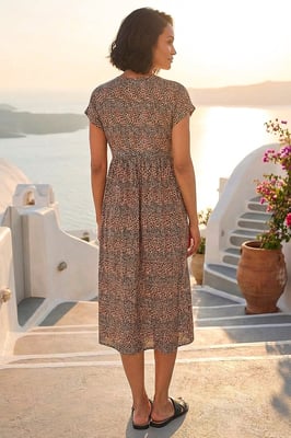 Leopard Print Midi Stretch Dress
