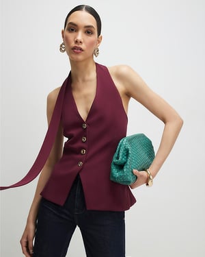 River Island Womens Waistcoat Purple Sleeveless Scarf Neck V-Neck