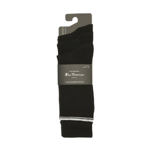 Ben Sherman Heren Gestreepte Bamboosokken (Verpakking van 3) (Zwart)