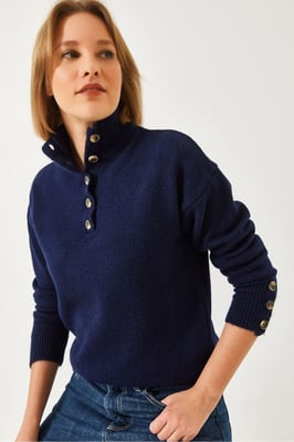 Ontspannen Pas Cropped Trui met Knopkraag