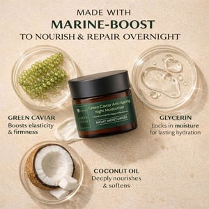 Dr. Botanicals Green Caviar & Argan Oil Anti-Oxidant Anti-Ageing Night Cream 50ml for Fine Lines, Wrinkles, Dryness